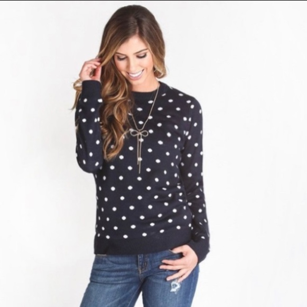 The Limited sweater, navy blue with polka dots, large Limited Sweater reversible - Picture 1 of 16